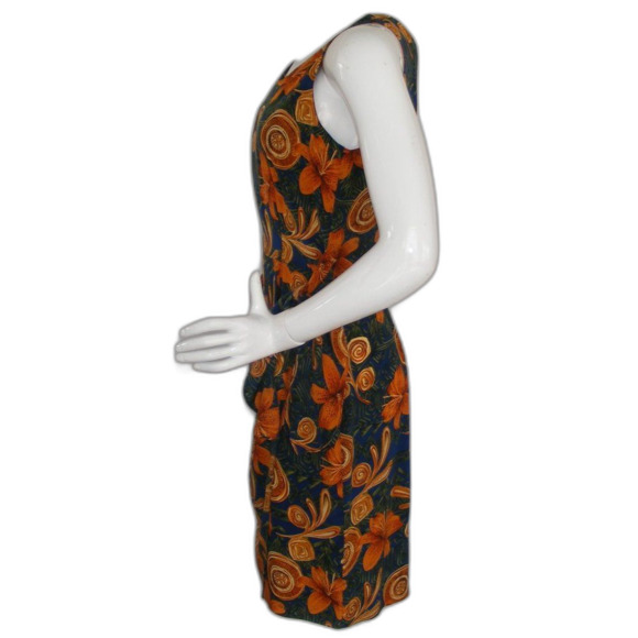 Vintage Spencer Jeremy Dress, 6, Silk, Multicolor, Polynesian, Ties on Hip - Picture 9 of 13